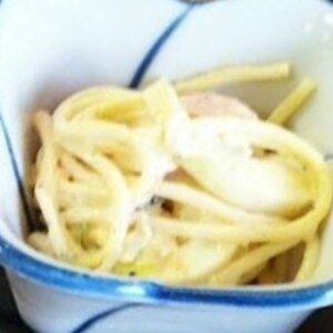 小松菜とベーコンのポン酢パスタ